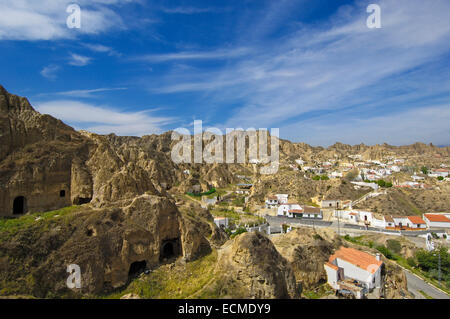Cave-houses at Santiago troglodyte quarter, Guadix, Marquesado region, Granada province, Andalusia, Spain, Europe Stock Photo