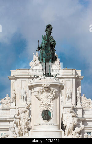 Equestrian statue of King José I, Praça do Comércio, Lisbon, Portugal Stock Photo