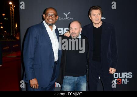 Berlin, Germany. 16th December, 2014. American actor Forest Whitaker, French Film Director Olivier Megaton and Irish actor Liam Neeson attend to the Premiere of '96 Hours - Taken 3' (96 Hours - Tak3n) at Zoopalast cinema in Berlin, Germany. On December 12, 2014./picture alliance Credit:  dpa picture alliance/Alamy Live News Stock Photo