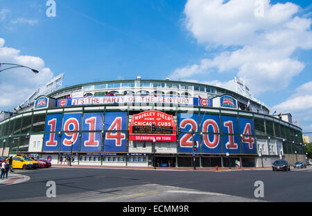 Chicago Illinois famous Wrigley Field for Major League Baseball team of Chicago Cubs built in 1914 Stock Photo