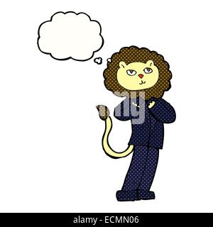 cartoon lion businessman with thought bubble Stock Vector