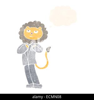 cartoon lion businessman with thought bubble Stock Vector