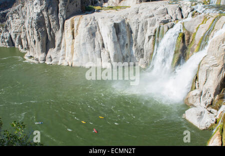 Twin Falls Idaho attraction of Shoshone Falls & Dierkes Lake with falls of water over the rocks Stock Photo