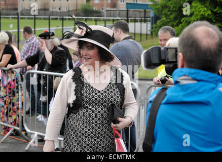 Susan Boyle attended her local Children's Gala Day in Blackburn, West Lothian. Susan is the centre of attention getting her picture taken.  Featuring: Susan Boyle Where: Blackburn, United Kingdom When: 14 Jun 2014 Stock Photo