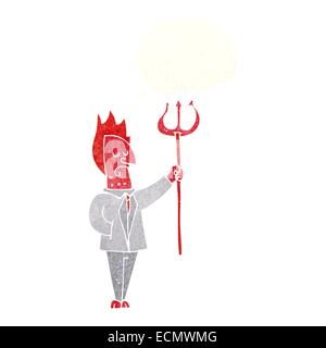 cartoon devil with pitchfork with thought bubble Stock Vector