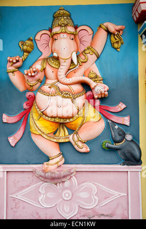 Mauritius, Mahebourg, Hindu temple, colourfully painted figure of elephant god Ganesh, son of shiva and parvati Stock Photo