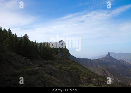 Gran Canaria, Caldera de Tejeda, winter rains turning the landscape green, footpath camino real to La Culata Stock Photo