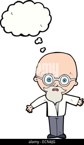 cartoon genius scientist with thought bubble Stock Vector