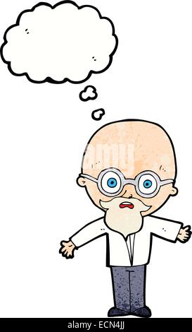 cartoon genius scientist with thought bubble Stock Vector