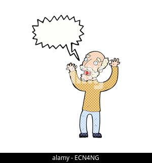 cartoon terrified old man with speech bubble Stock Vector