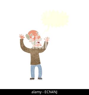 cartoon terrified old man with speech bubble Stock Vector