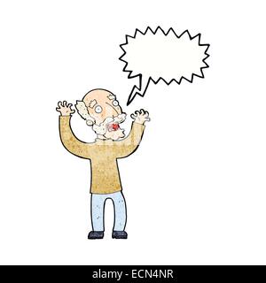 cartoon terrified old man with speech bubble Stock Vector