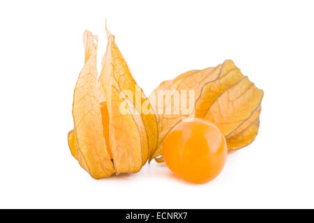 Fresh physalis fruits isolated on white, jam-berry Stock Photo