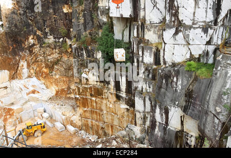 Marble mine in rainy season in Carrara, Italy. Stock Photo