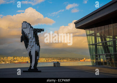 Douglas Coupland's , Digital Orca sculpture, Jack Poole Plaza, Vancouver Convention Centre, Vancouver, British Columbia, Canada Stock Photo