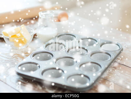 close up of empty muffins molds Stock Photo