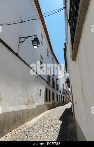 Street in Evora, Portugal. Since 1996, Evora is declared World Heritage by UNESCO Stock Photo