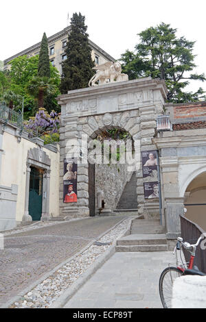 Entrance gate of the Castle of Udine, Italy Stock Photo