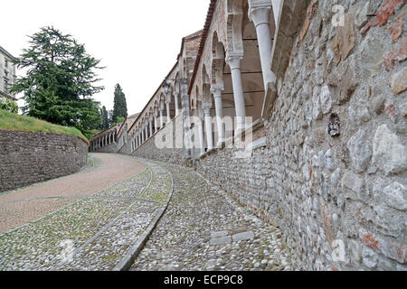 Steep climb to the Castle of Udine, Italy Stock Photo