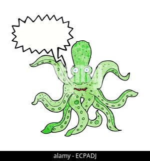 cartoon giant octopus with speech bubble Stock Vector