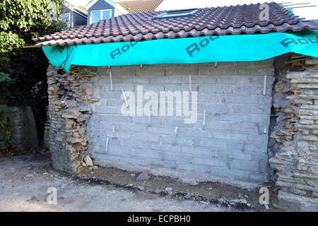 Partially build wall construction on a house extension in the suburbs of Bristol. 19th November 2014 Stock Photo