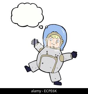 cartoon astronaut with thought bubble Stock Vector