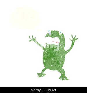 cartoon frightened frog with thought bubble Stock Vector