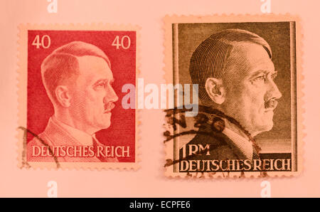 former german stamps with hitler Stock Photo