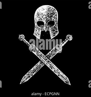 gladiator black and white illustration Stock Vector