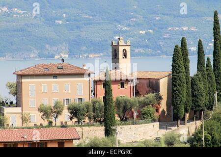 view of homes on Garda lake in Italy Stock Photo