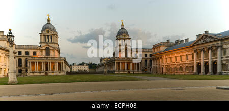 Greenwich naval college, maritime museum and obsevatory in evening light. Stock Photo