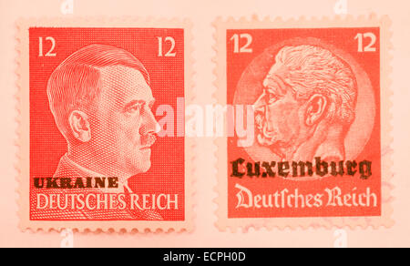 former german stamps with hitler Stock Photo