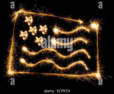 Flag of USA made of sparkles on black background Stock Photo