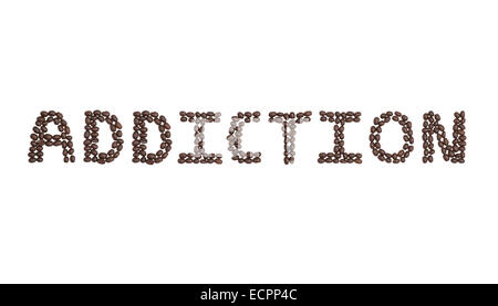The word 'Addiction' written with Coffee Beans Stock Photo