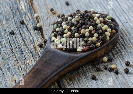 Peppercorn and Spoon Stock Photo