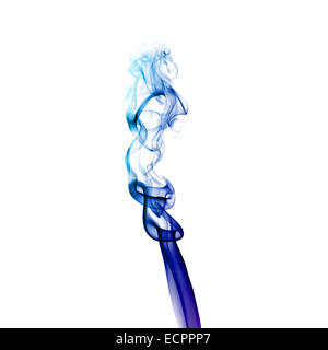 Abstract bright colored blue smoke on a white background. Stock Photo
