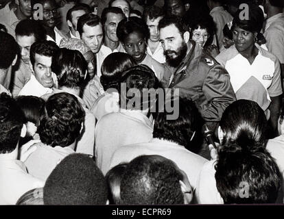 The US and Cuba announced an agreement between the two countries that will be a first step toward normalizing relations. PICTURED: Feb. 2, 1962 - Havana, Cuba - FIDEL ALEJANDRO CASTRO RUIZ (born August 13, 1926), the ruler of Cuba since 1959. Over the years he oversaw the transformation of Cuba into the first Communist state in the Western Hemisphere. PICTURED: Castro meets with athetes who participated in XII central american games. © KEYSTONE Pictures USA/ZUMAPRESS.com/Alamy Live News Stock Photo