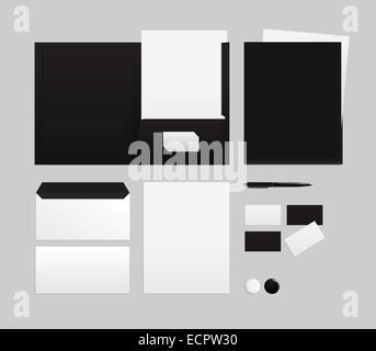 Template for branding identity on a gray background. Top view. Stock Photo