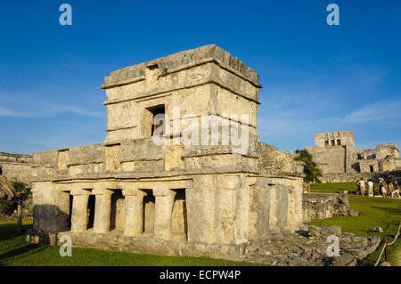 The castle, El Castillo, Mayan ruins of Tulum, 1200-1524, Tulum, Quintana Roo state, Mayan Riviera, Yucatan Peninsula, Mexico Stock Photo