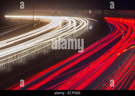 Cars and traffic fill the A9 highway, 15 December March 2014. Stock Photo