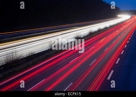 Cars and traffic fill the A9 highway, 15 December March 2014. Stock Photo