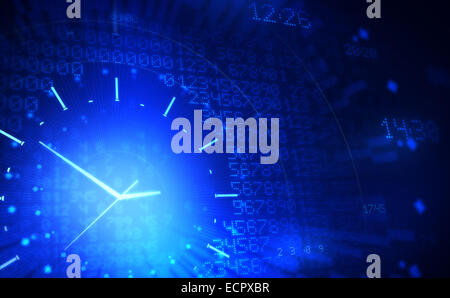 Abstract background with digital clock. Stock Photo