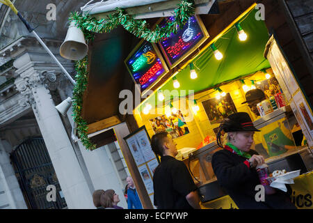 Ireland, North, Belfast, Christmas international food market in the grounds of the city hall. Stock Photo