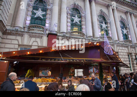 Ireland, North, Belfast, Christmas international food market in the grounds of the city hall. Stock Photo