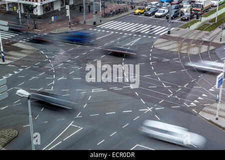 Great Road intersection, road markings for various turning lanes Stock ...