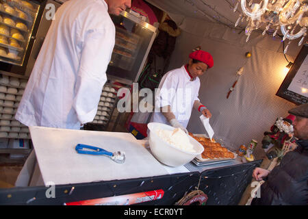 Ireland, North, Belfast, Christmas international food market in the grounds of the city hall. Stock Photo