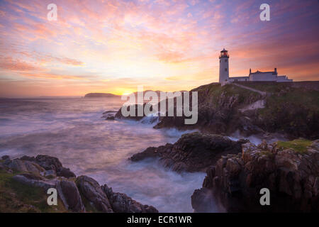 Sunrise over Fanad Head Lighthouse, Fanad Head, County Donegal, Ireland. Stock Photo