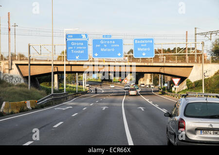 Spanish Highway Photographed in Barcelona Catalonia, Spain Stock Photo