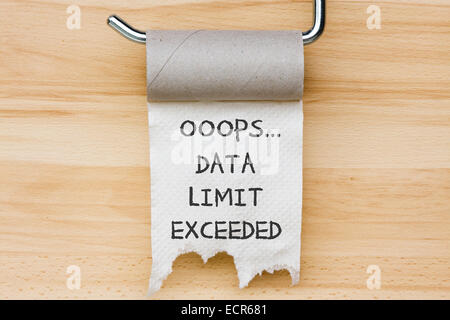 Data limit exceeded  - toilet paper as web message Stock Photo