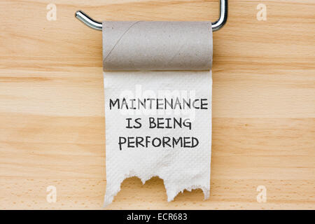Maintenance is being performed - toilet paper as web message Stock Photo